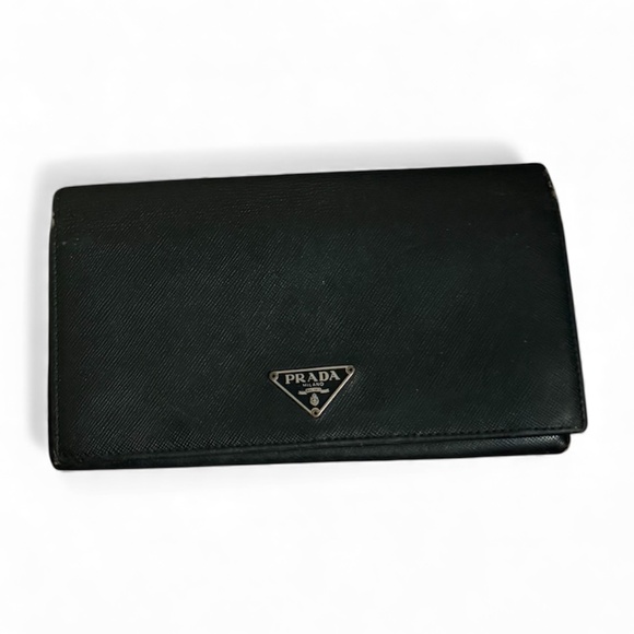 Authentic Prada Large Saffiano Leather Long Flap Large Wallet Black - Picture 8 of 13